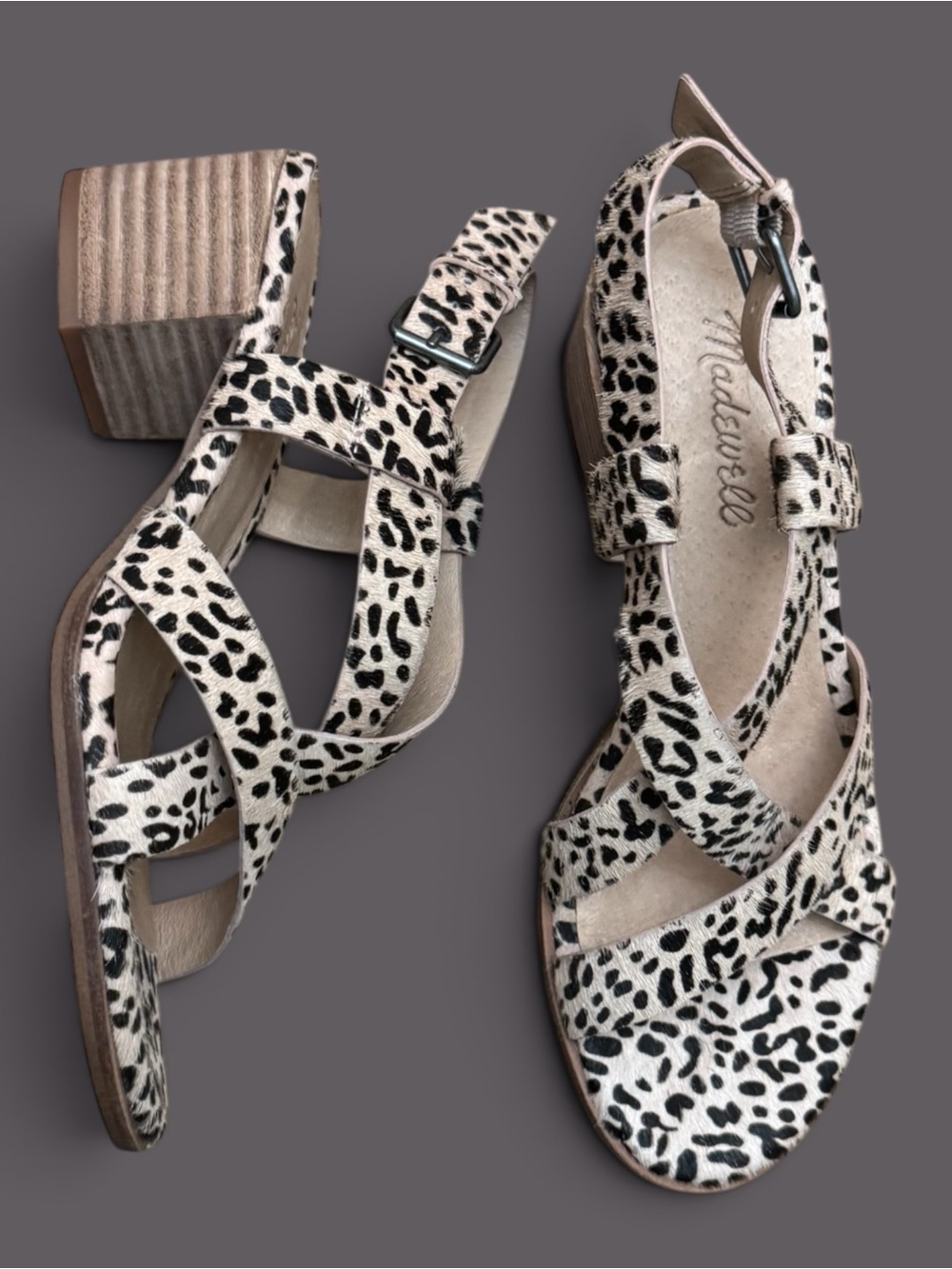 Madewell Alyssa Sandal Spotted Calf Hair Tan Size 7